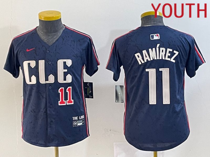 Youth Cleveland Indians 11 Ramirez Blue City Edition Nike 2024 MLB Jersey style 4